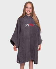 DryRobe Kids Organic Cotton Short Sleeve Towel Robe - Slate Grey