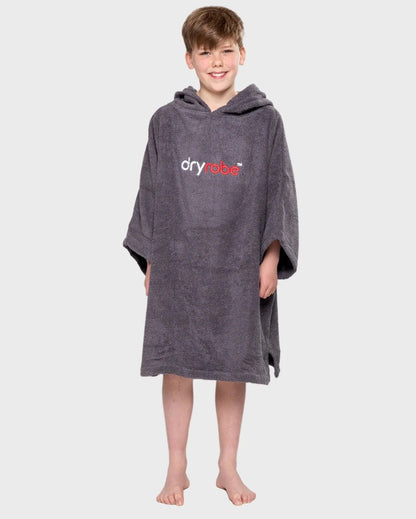 DryRobe Kids Organic Cotton Short Sleeve Towel Robe - Slate Grey