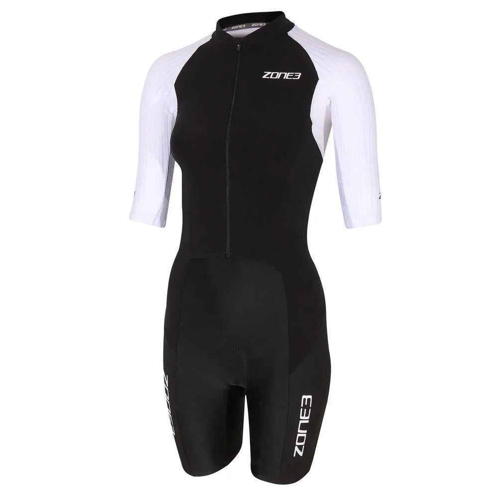 Zone 3 Lava Womens Short Sleeve Distance Aero Trisuit - Black/White

