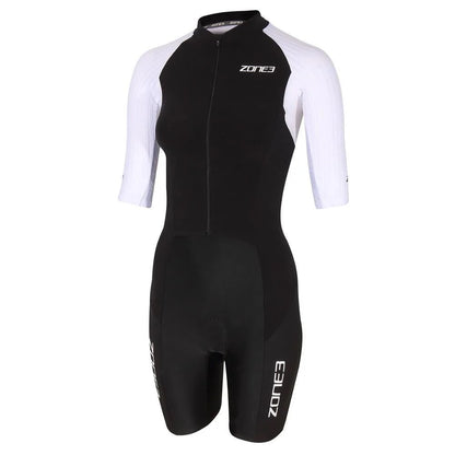 Zone 3 Lava Womens Short Sleeve Distance Aero Trisuit - Black/White
