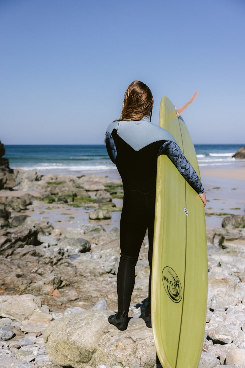O'Neill Womens Epic 4/3mm Chest Zip Wetsuit (UK 10) SAMPLE - Black/Stormy Palm/Faded Denim