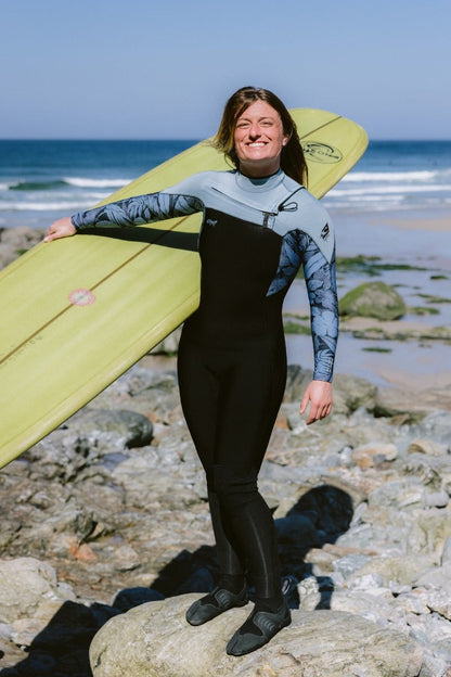 O'Neill Womens Epic 4/3mm Chest Zip Wetsuit (UK 10) SAMPLE - Black/Stormy Palm/Faded Denim