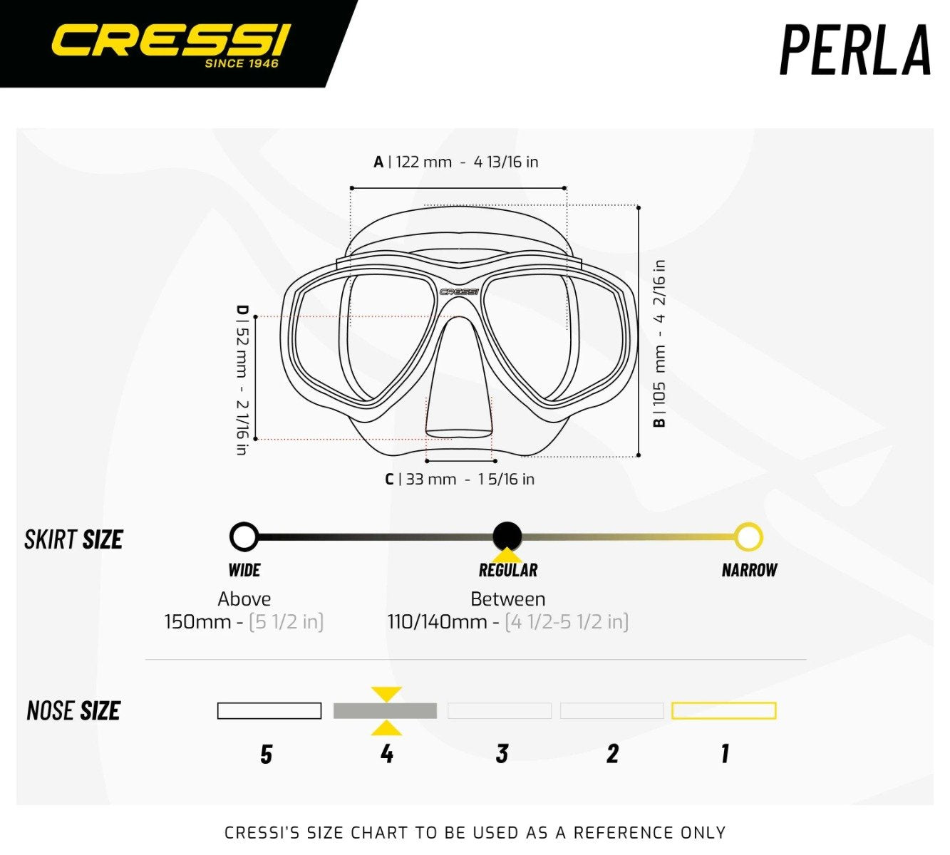 Cressi Perla Swim Adult Snorkel Face Mask - Clear/Black
