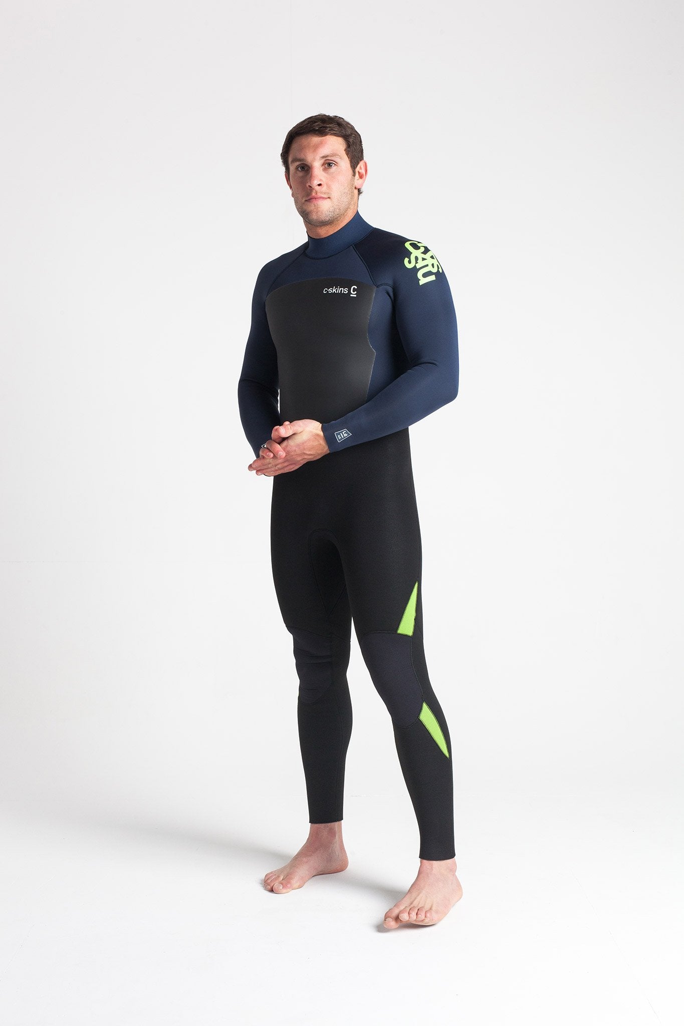 C Skins legend 4/3mm backt zip black lime wetsuit