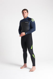 C Skins legend 4/3mm backt zip black lime wetsuit
