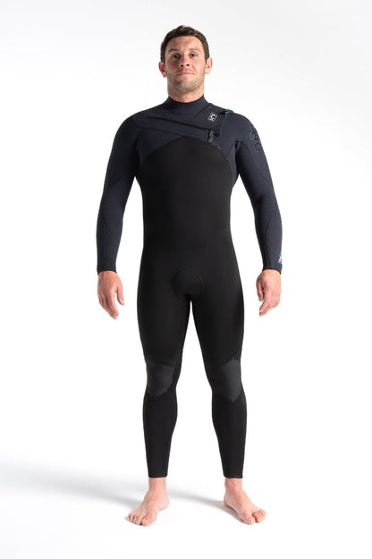 C Skins ReWired 4/3mm Chest Zip Wetsuit - Anthracite/Black/Ultra Cyan - Front