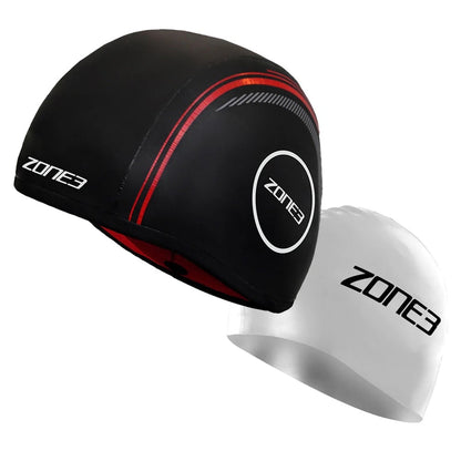 Zone3 Neoprene Strapless Swim Cap in Black/Red