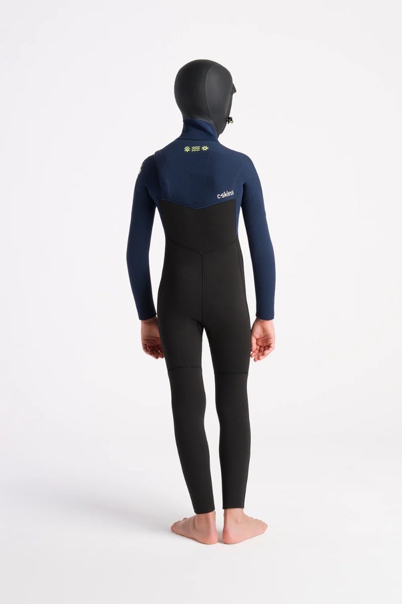 C-Skins NuWave Session 5/4mm Junior GBS Hooded Winter Wetsuit 2026 - Black / Bluestone X / Cool Green
