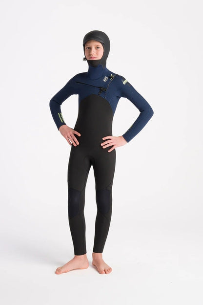 C-Skins NuWave Session 5/4mm Junior GBS Hooded Winter Wetsuit 2026 - Black / Bluestone X / Cool Green