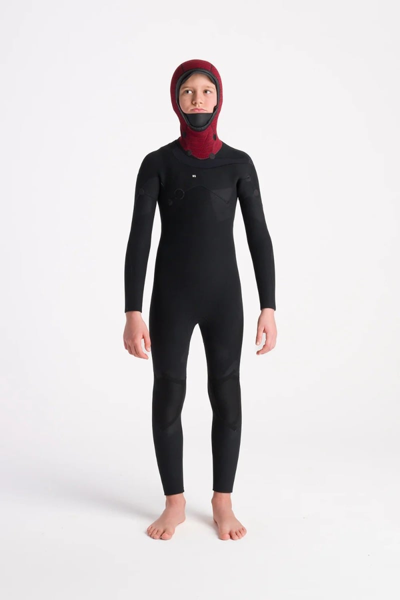 C-Skins NuWave Session 5/4mm Junior GBS Hooded Winter Wetsuit 2026 - Black / Bluestone X / Cool Green