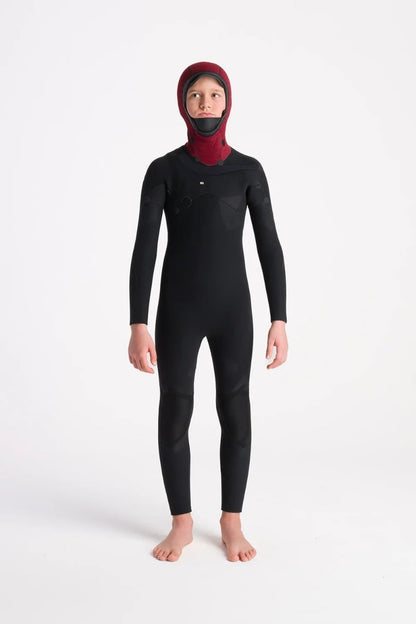 C-Skins NuWave Session 5/4mm Junior GBS Hooded Winter Wetsuit 2026 - Black / Bluestone X / Cool Green