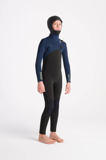C-Skins NuWave Session 5/4mm Junior GBS Hooded Winter Wetsuit 2026 - Black / Bluestone X / Cool Green