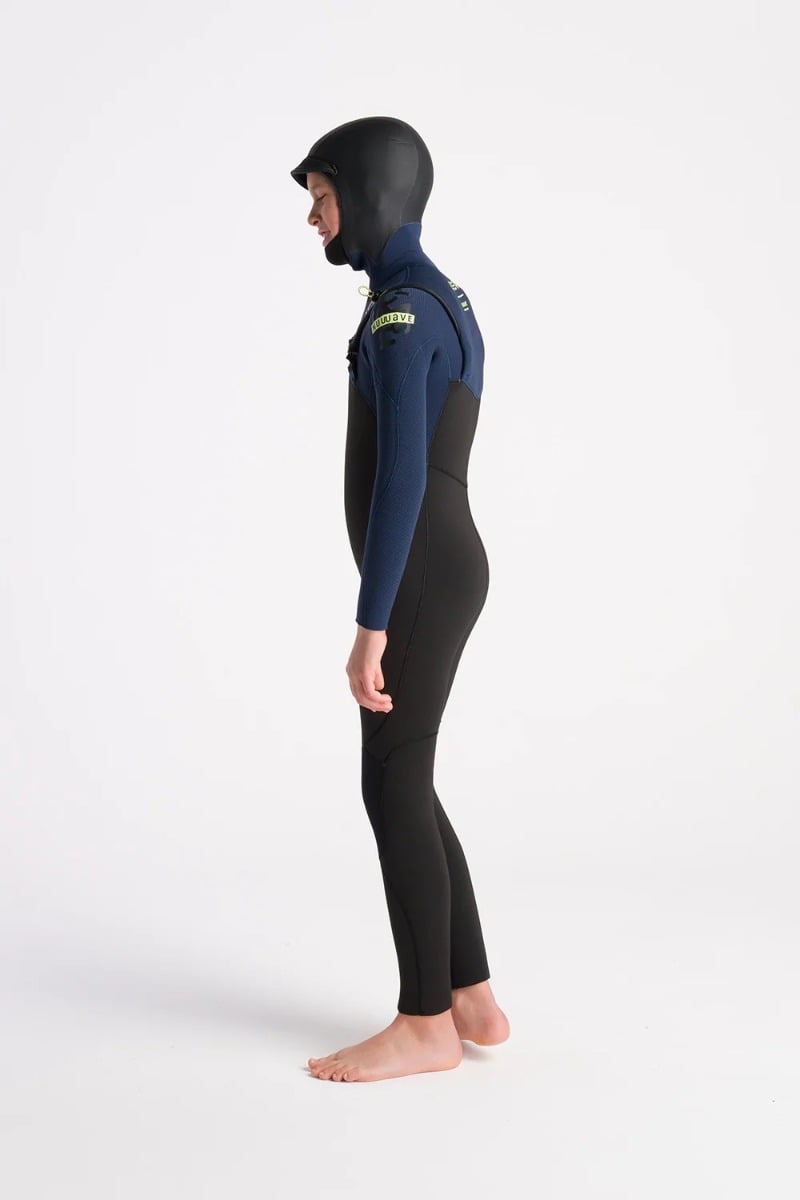 C-Skins NuWave Session 5/4mm Junior GBS Hooded Winter Wetsuit 2026 - Black / Bluestone X / Cool Green