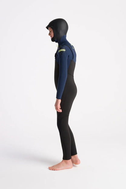 C-Skins NuWave Session 5/4mm Junior GBS Hooded Winter Wetsuit 2026 - Black / Bluestone X / Cool Green