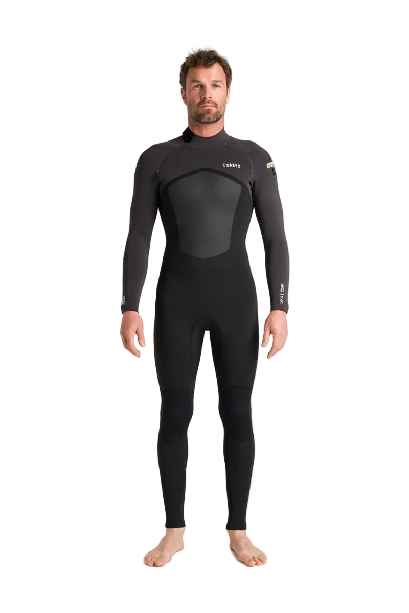 C-Skins NuWave Legend 4/3mm Mens GBS Back Zip Wetsuit in Black/Meteor/Yellow