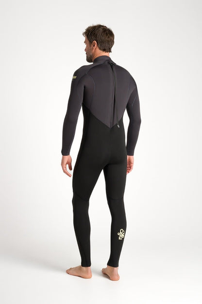 C-Skins NuWave Legend 4/3mm Men's GBS Back Zip Wetsuit 2025 - Black/Meteor/Yellow