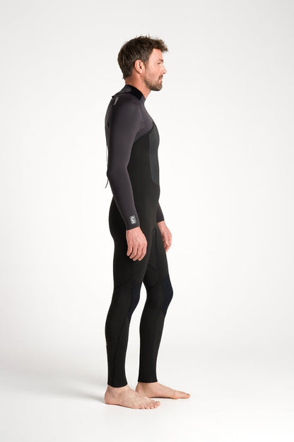C-Skins NuWave Legend 4/3mm Men's GBS Back Zip Wetsuit 2025 - Black/Meteor/Yellow