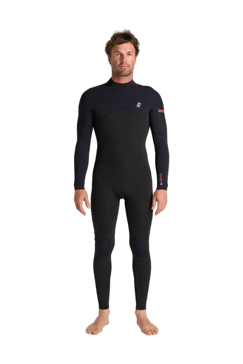 C-Skins NuWave Session 3/2mm Mens GBS Back Zip Wetsuit in Black / Warm Red