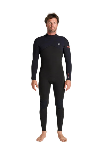 C-Skins NuWave Session 3/2mm Mens GBS Back Zip Wetsuit in Black / Warm Red