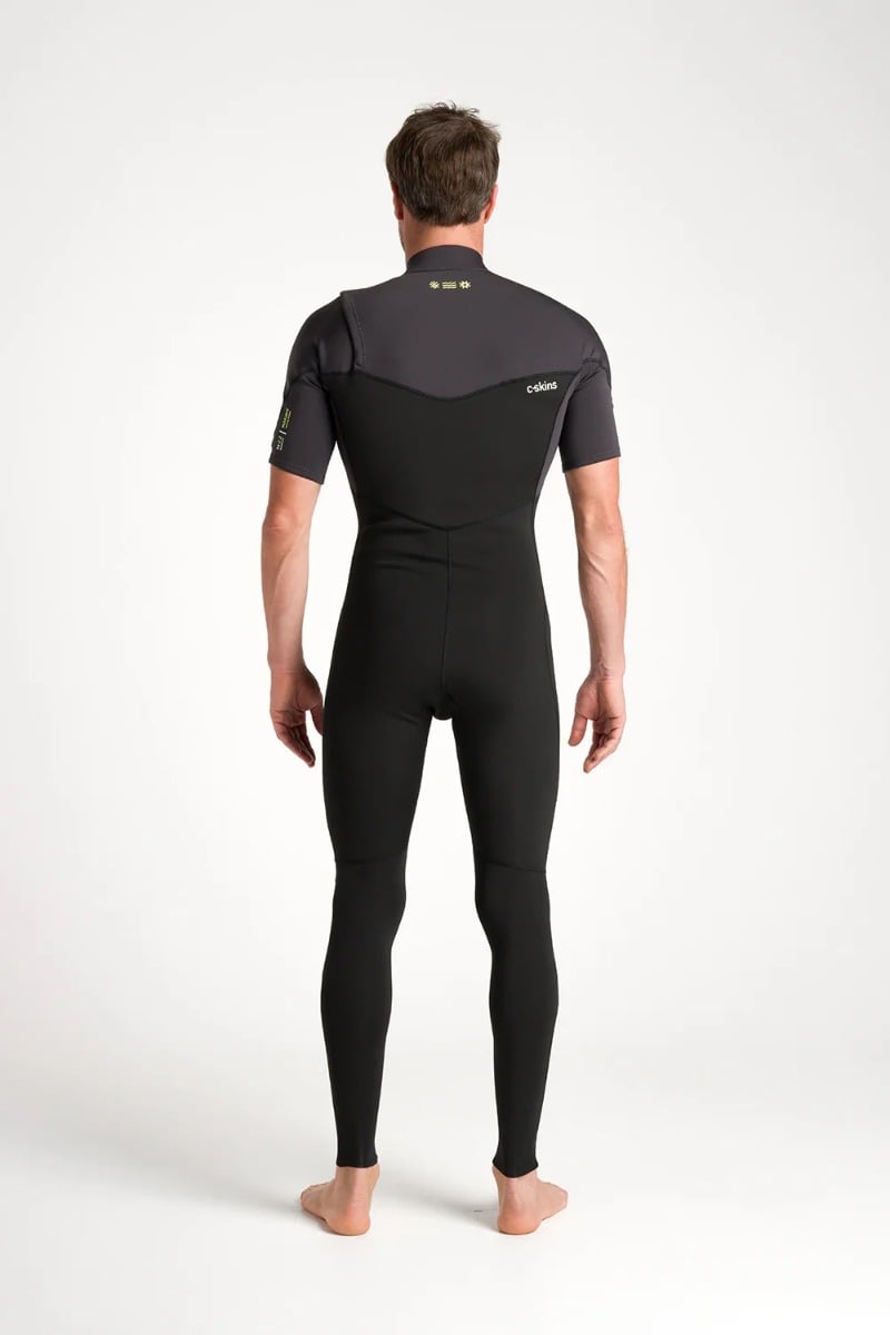 C-Skins NuWave Session Lite 2mm Mens Flatlock Chest Zip Short Arm Wetsuit 2026 - Black / Meteor