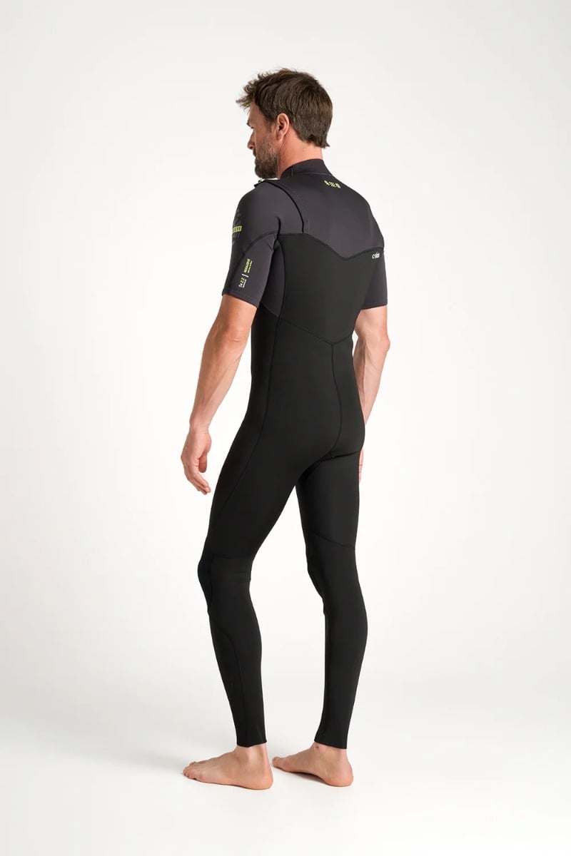 C-Skins NuWave Session Lite 2mm Mens Flatlock Chest Zip Short Arm Wetsuit 2026 - Black / Meteor