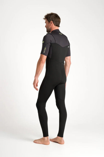 C-Skins NuWave Session Lite 2mm Mens Flatlock Chest Zip Short Arm Wetsuit 2026 - Black / Meteor