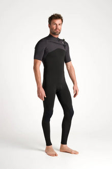 C-Skins NuWave Session Lite 2mm Mens Flatlock Chest Zip Short Arm Wetsuit 2026 - Black / Meteor