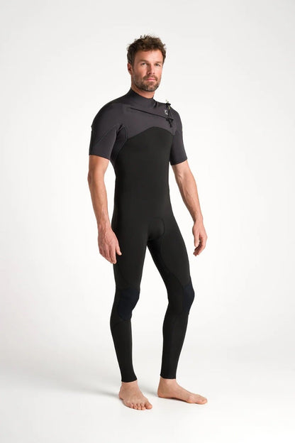 C-Skins NuWave Session Lite 2mm Mens Flatlock Chest Zip Short Arm Wetsuit 2026 - Black / Meteor