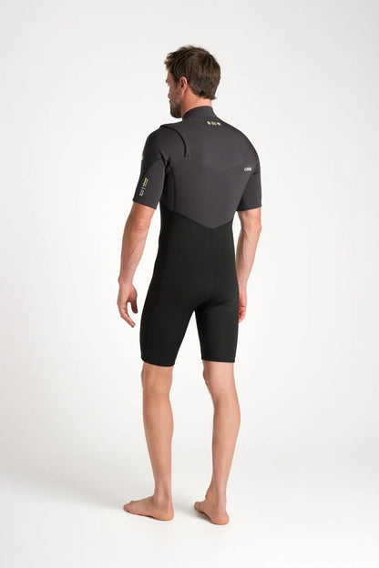 C-Skins NuWave Session Lite 2mm Mens Flatlock Chest Zip Shorty 2026 - Black / Meteor