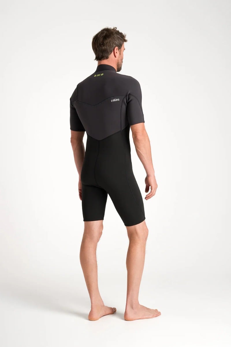 C-Skins NuWave Session Lite 2mm Mens Flatlock Chest Zip Shorty 2026 - Black / Meteor