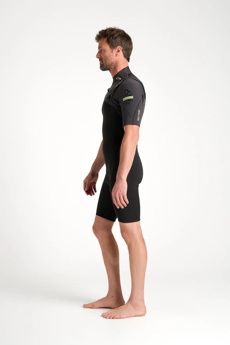 C-Skins NuWave Session Lite 2mm Mens Flatlock Chest Zip Shorty 2026 - Black / Meteor