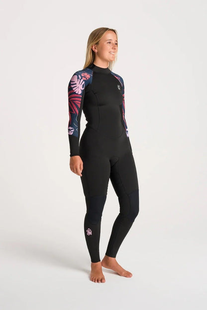 C-Skins NuWave Solace Lite 3/2mm Womens FL Back Zip Wetsuit 2026 - Black/Tropical