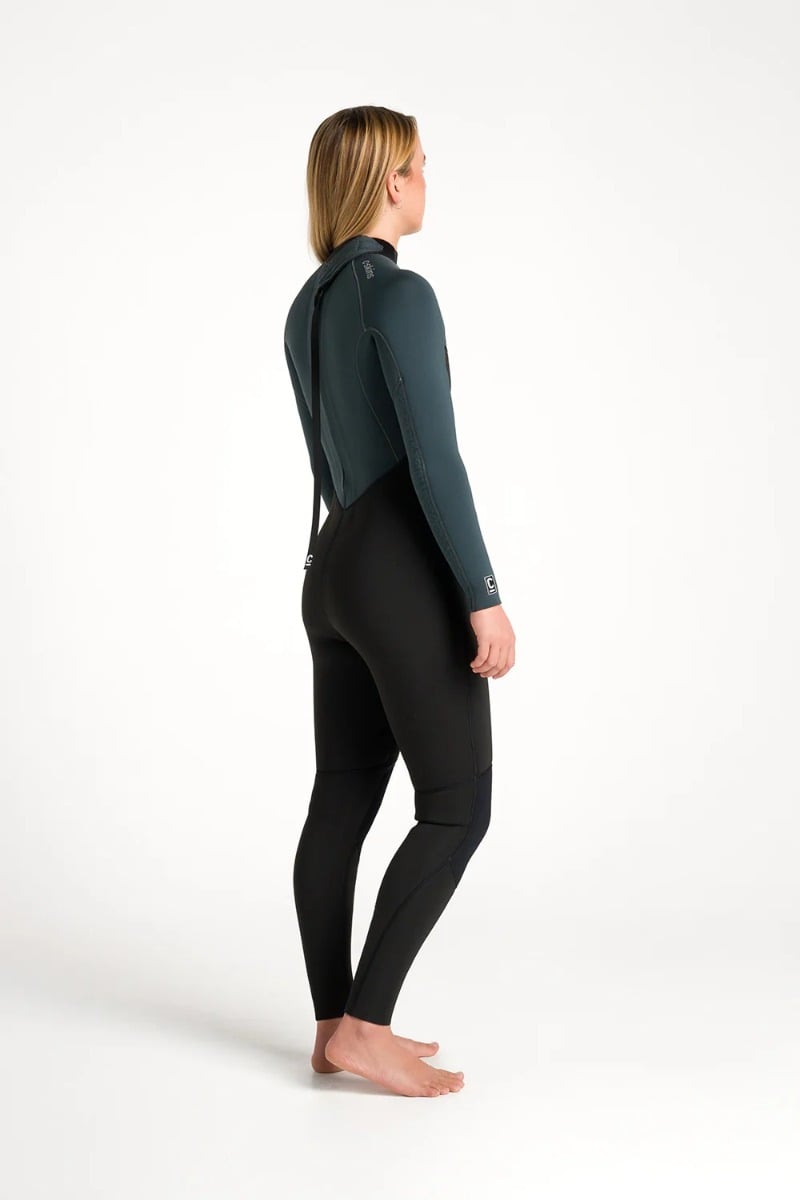 C-Skins NuWave Surflite 4/3mm Women's Back Zip GBS Wetsuit 2025 - Black / Dark Forest / Retro Blue