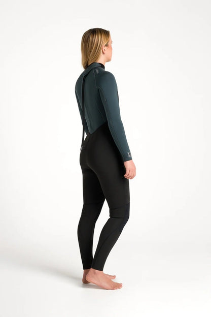 C-Skins NuWave Surflite 4/3mm Women's Back Zip GBS Wetsuit 2025 - Black / Dark Forest / Retro Blue