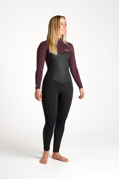 C-Skins NuWave Surflite 5/4/3mm Womens GBS Back Zip Wetsuit 2026 - Black / Rust / Yellow