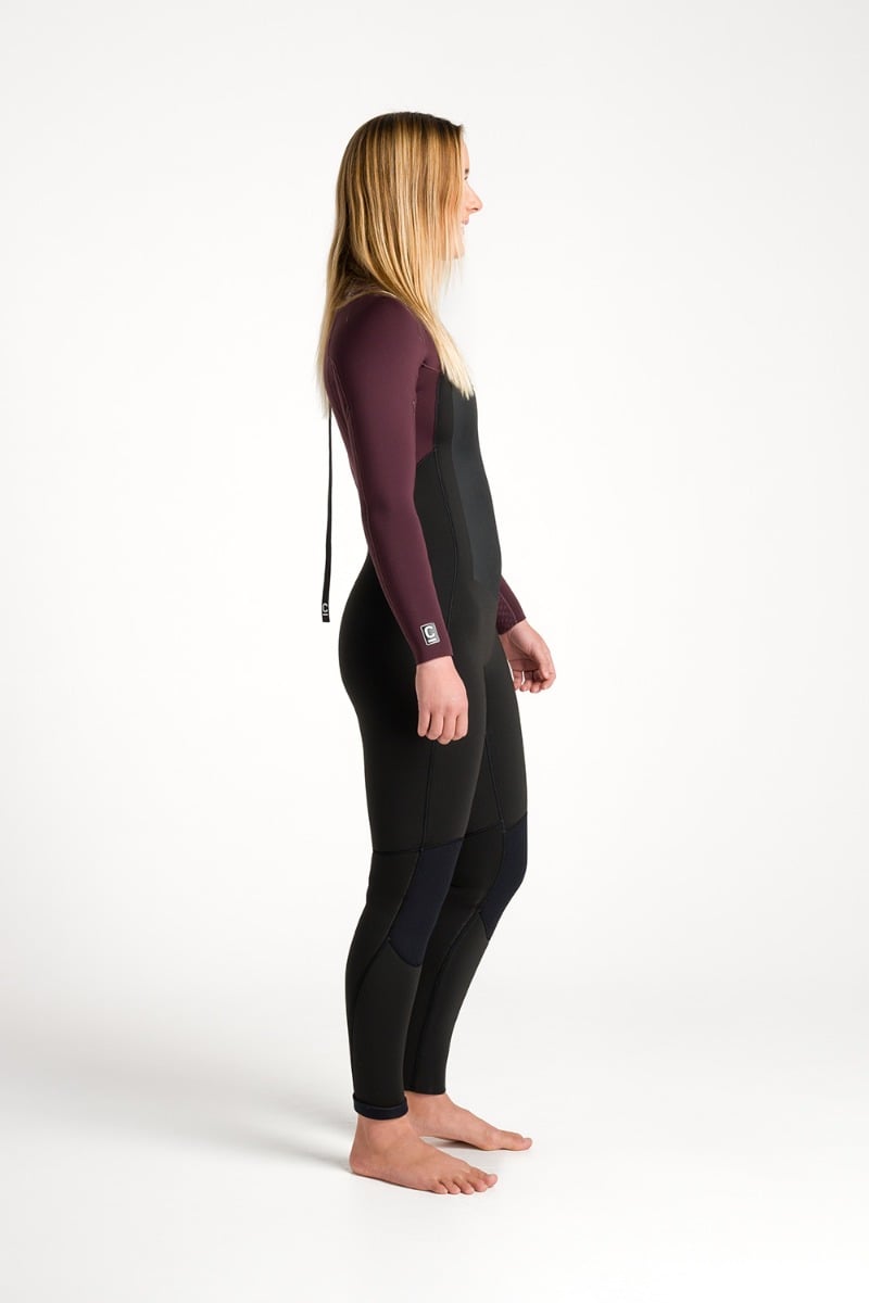 C-Skins NuWave Surflite 5/4/3mm Womens GBS Back Zip Wetsuit 2026 - Black / Rust / Yellow