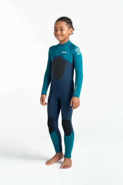C-Skins NuWave Legend 4/3mm Junior GBS Back Zip Wetsuit 2026 - Bluestone / Emerald / Lime