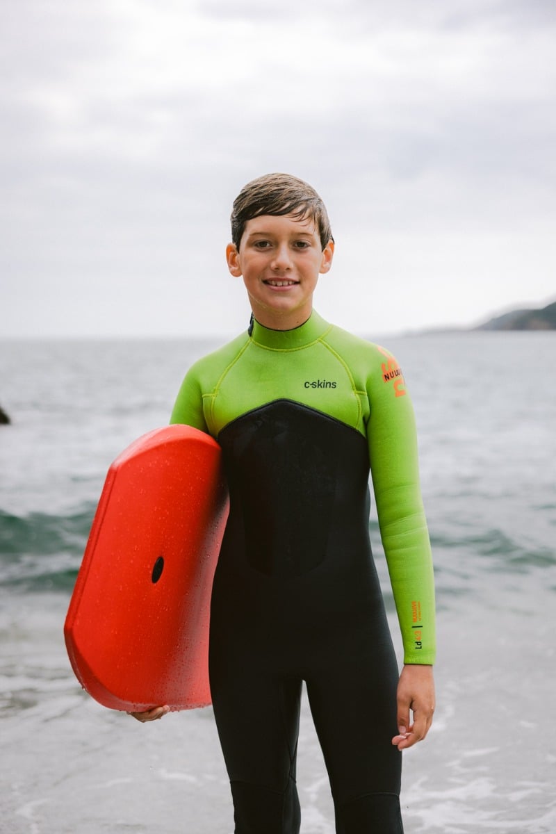 C-Skins NuWave Legend 4/3mm Junior GBS Back Zip Wetsuit 2026 - Meteor / Lime / Orange