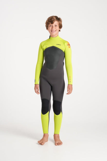 C-Skins NuWave Legend 4/3mm Junior GBS Back Zip Wetsuit 2026 - Meteor / Lime / Orange