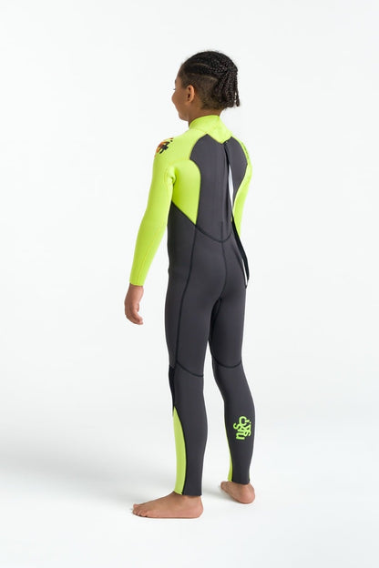 C-Skins NuWave Legend 4/3mm Junior GBS Back Zip Wetsuit 2026 - Meteor / Lime / Orange