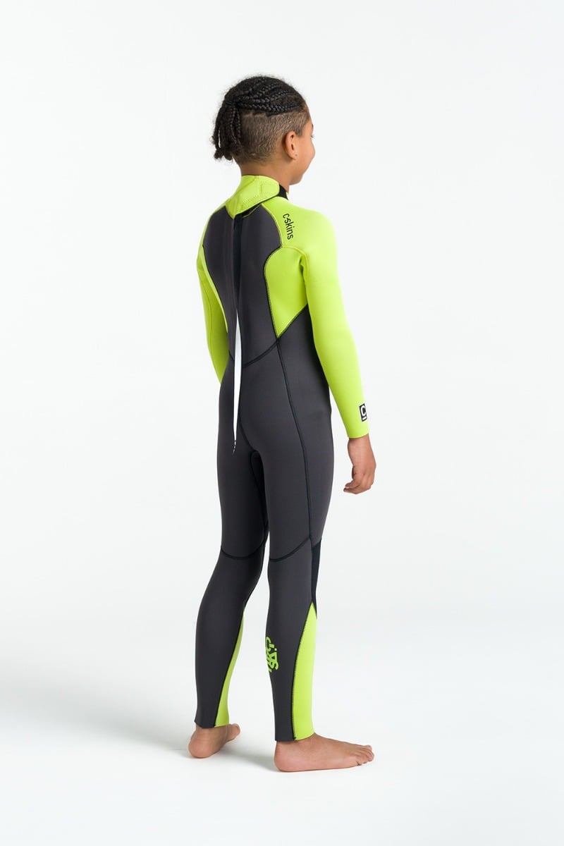C-Skins NuWave Legend 4/3mm Junior GBS Back Zip Wetsuit 2026 - Meteor / Lime / Orange