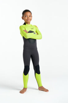 C-Skins NuWave Legend 4/3mm Junior GBS Back Zip Wetsuit 2026 - Meteor / Lime / Orange