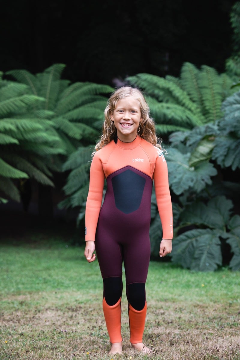 C-Skins NuWave Legend 4/3mm Junior GBS Back Zip Wetsuit 2026 - Rust / Coral Flame / Blue