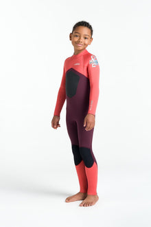 C-Skins NuWave Legend 4/3mm Junior GBS Back Zip Wetsuit 2026 - Rust / Coral Flame / Blue