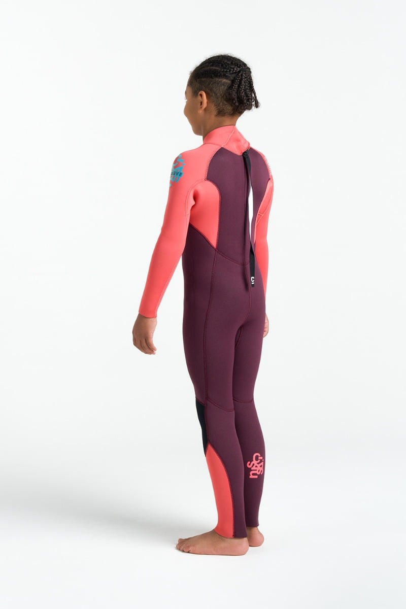 C-Skins NuWave Legend 4/3mm Junior GBS Back Zip Wetsuit 2026 - Rust / Coral Flame / Blue