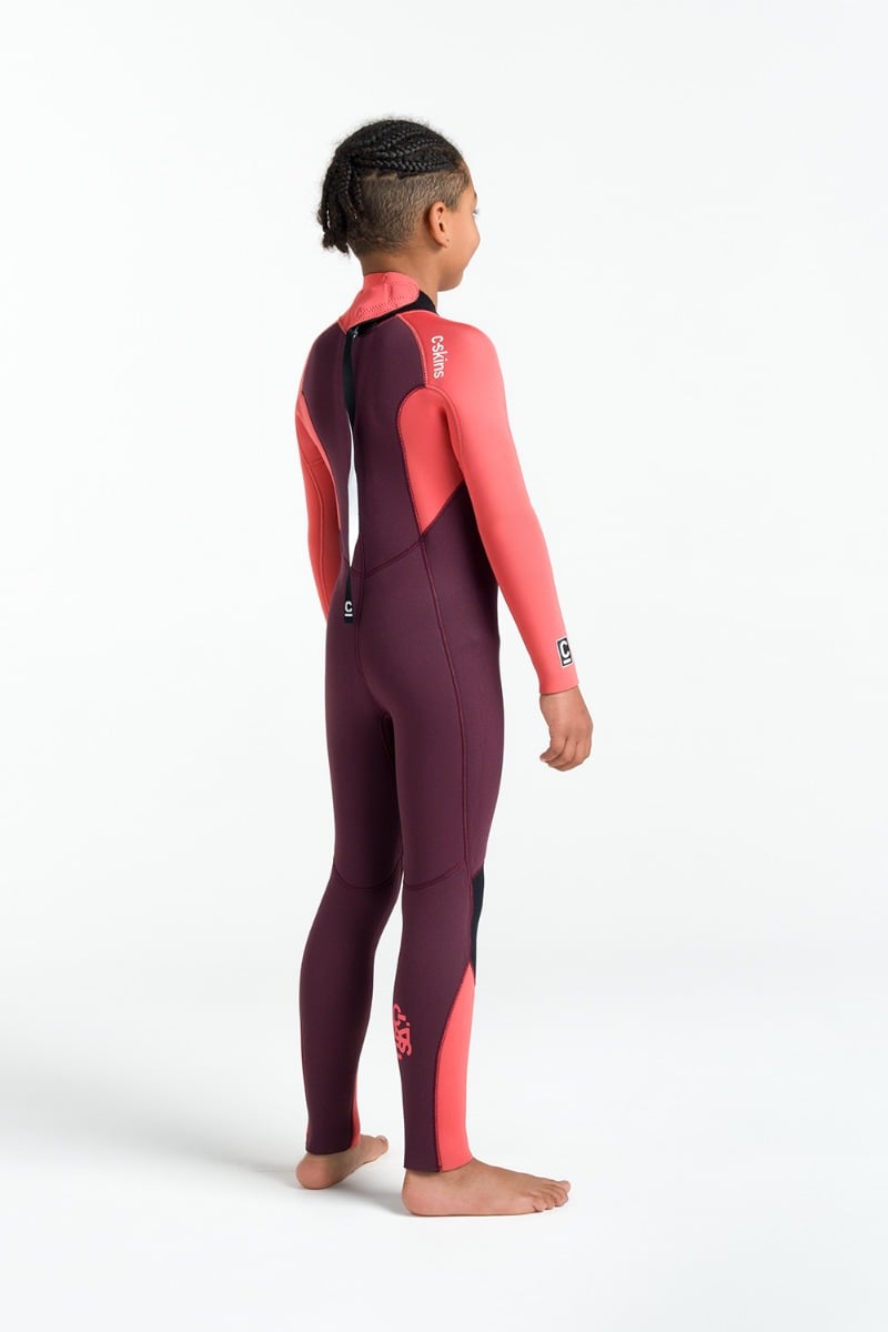 C-Skins NuWave Legend 4/3mm Junior GBS Back Zip Wetsuit 2026 - Rust / Coral Flame / Blue