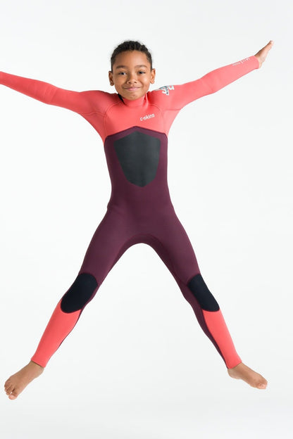 C-Skins NuWave Legend 4/3mm Junior GBS Back Zip Wetsuit 2026 - Rust / Coral Flame / Blue
