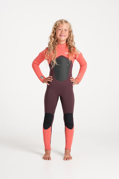 C-Skins NuWave Legend 4/3mm Junior GBS Back Zip Wetsuit 2026 - Rust / Coral Flame / Blue