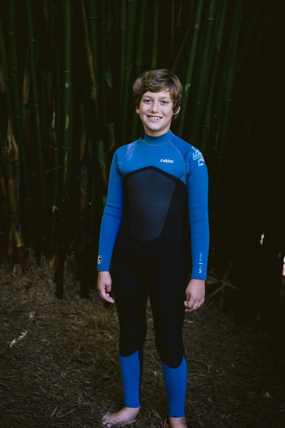 C-Skins NuWave Legend 5/4mm Junior GBS Back Zip Wetsuit 2026 - Black / Steel Blue / Aqua