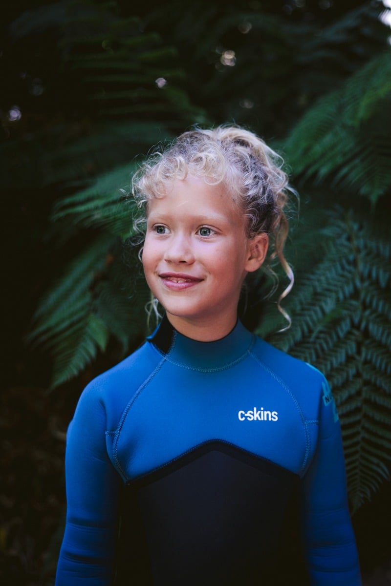 C-Skins NuWave Legend 5/4mm Junior GBS Back Zip Wetsuit 2026 - Black / Steel Blue / Aqua